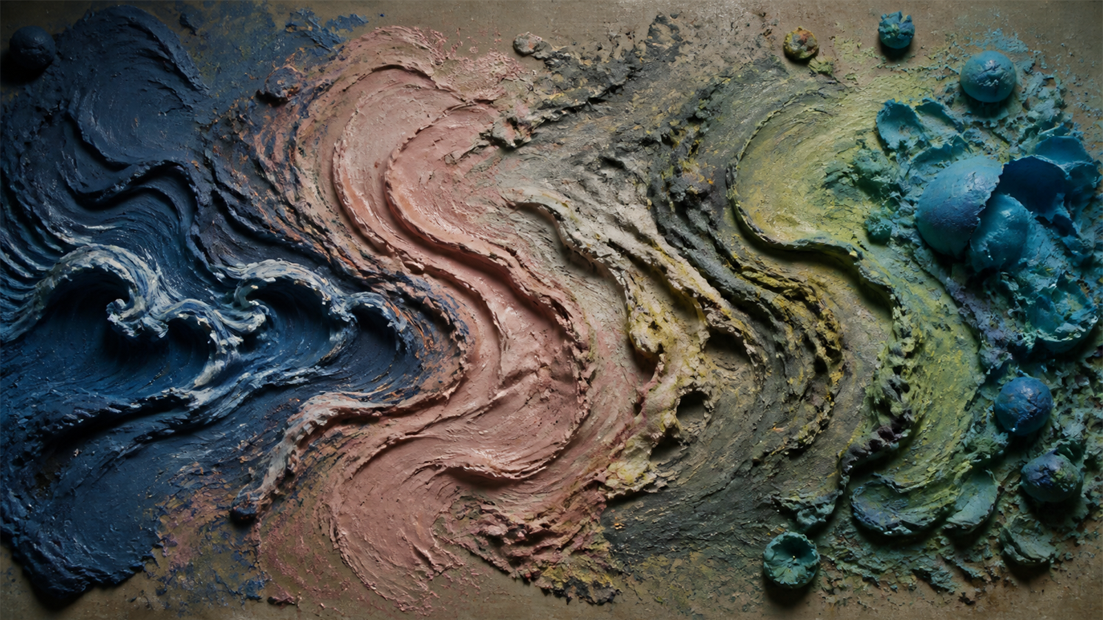 クレイ・ペインティング（clay painting）の非写実技法サンプル画像