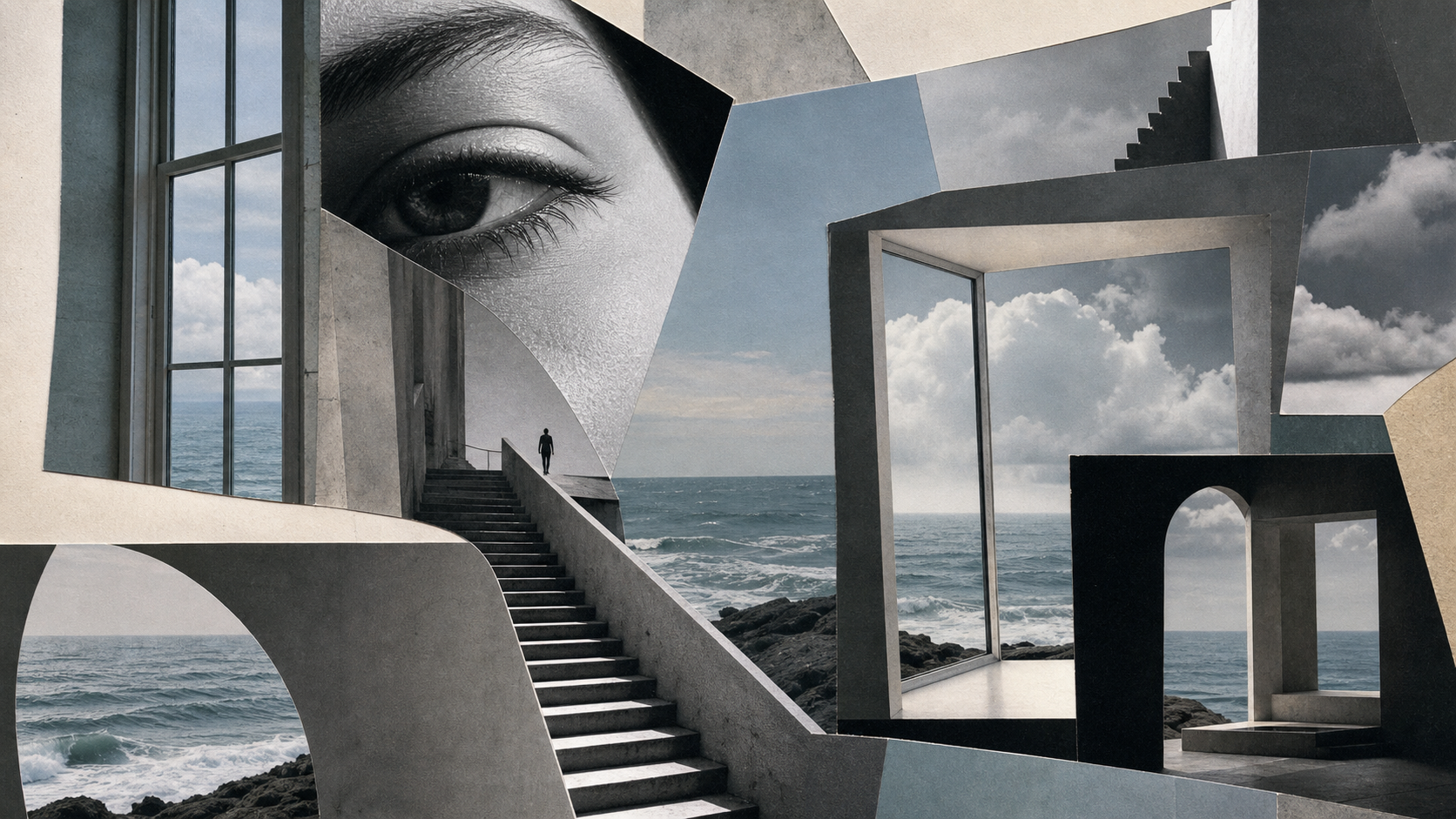 フォトモンタージュ（photomontage）の非写実技法サンプル画像