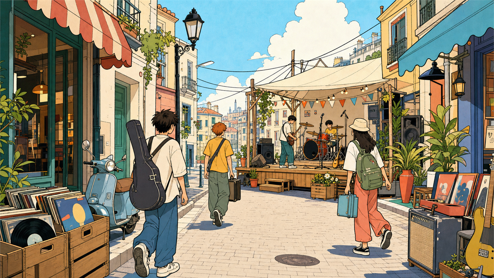 ラインクレール（ligne claire）の非写実技法サンプル画像
