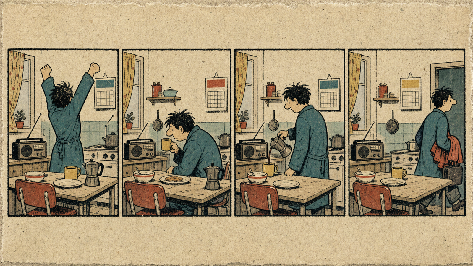 新聞漫画（newspaper comic strip）の非写実技法サンプル画像
