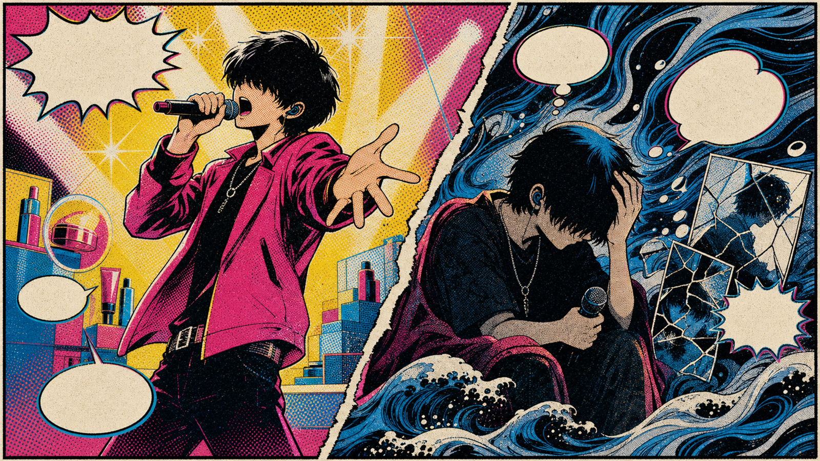 コミックブック・ハーフトーン（comic book halftone）の非写実技法サンプル画像
