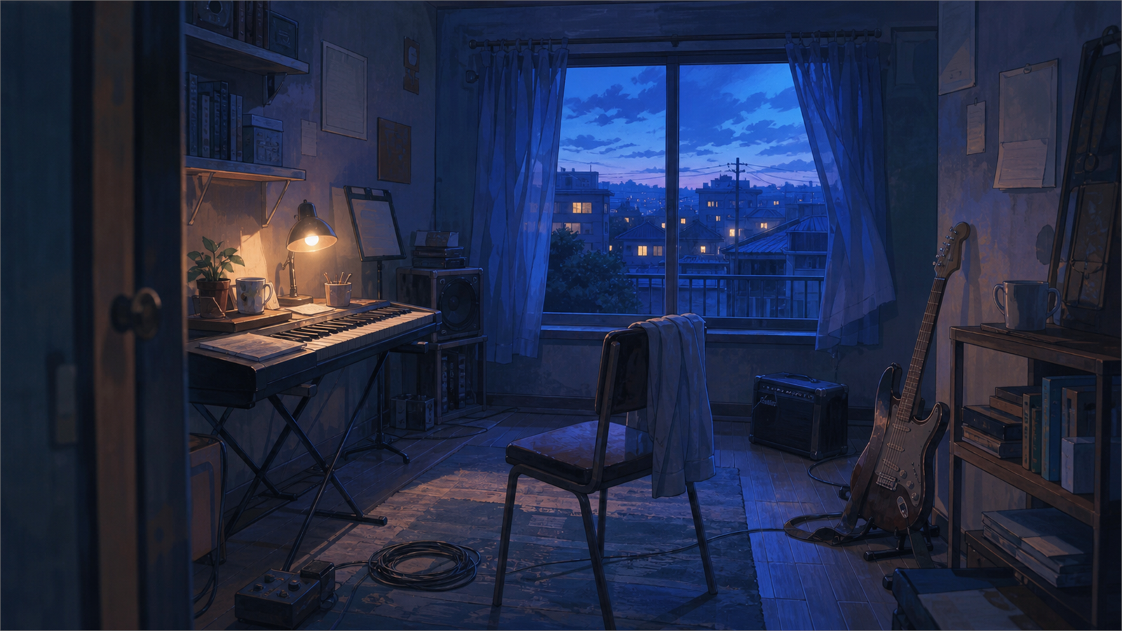 アニメ背景美術（painted anime background）の非写実技法サンプル画像