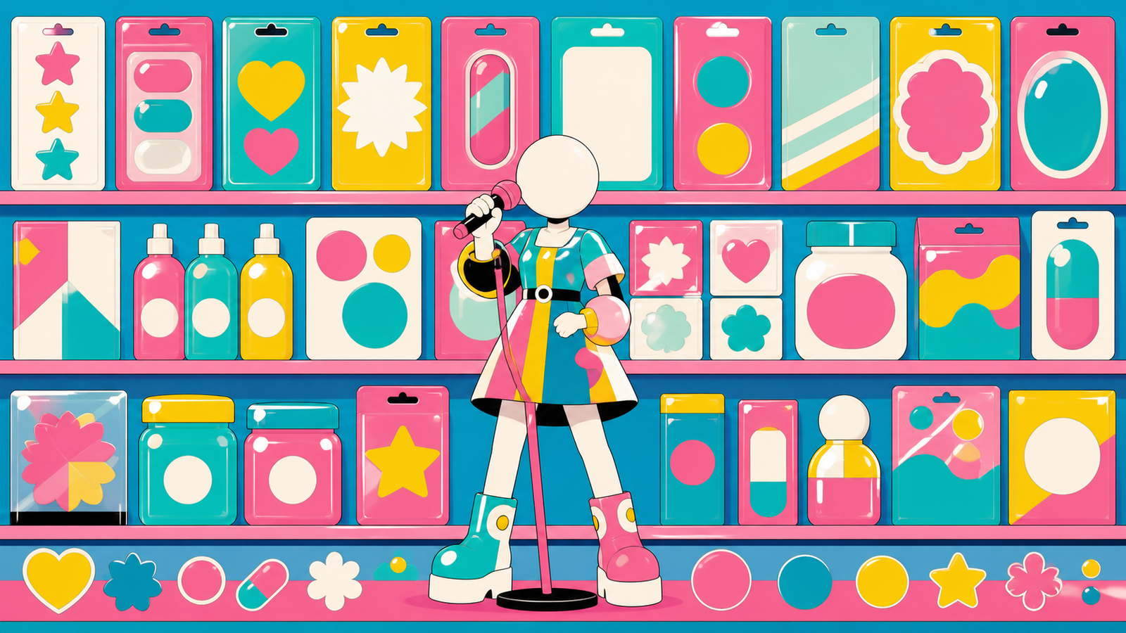 Superflat（flat contemporary pop）の非写実技法サンプル画像