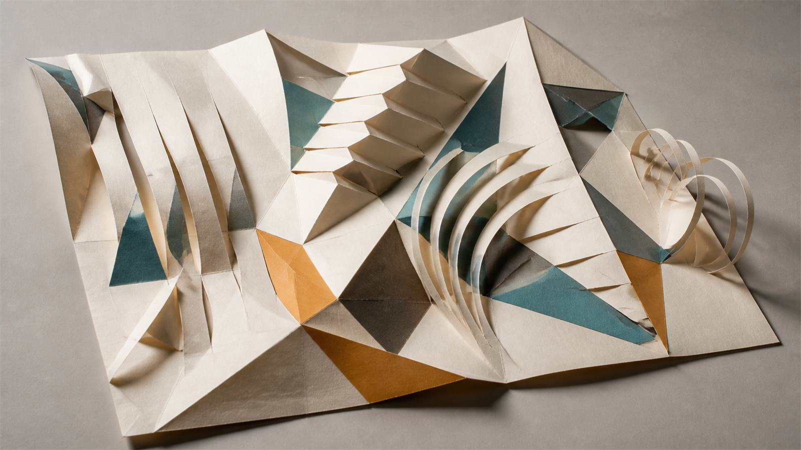 切り紙 / 折り紙（kirigami, origami）の非写実技法サンプル画像