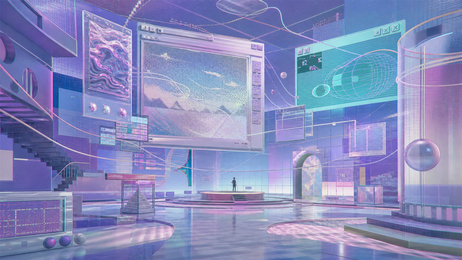Vaporwave / Y2K / Webcore（network nostalgia）の非写実技法サンプル画像