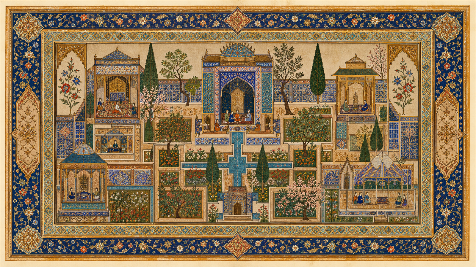 ペルシア / イスラム細密画（Persian, Islamic miniature）の非写実技法サンプル画像