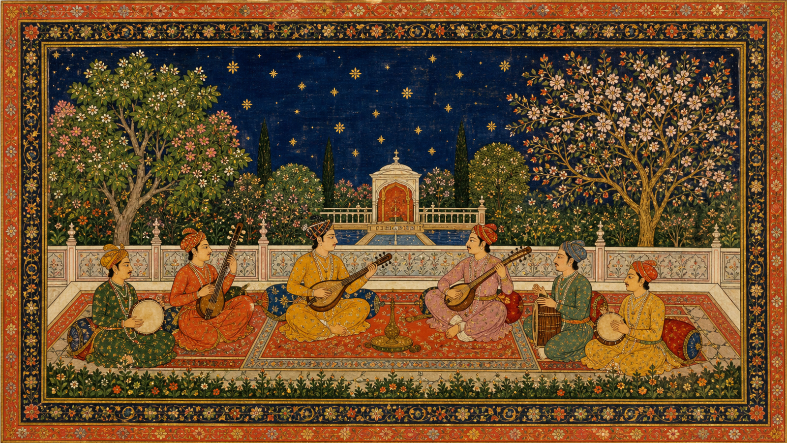 インド細密画（Indian miniature）の非写実技法サンプル画像
