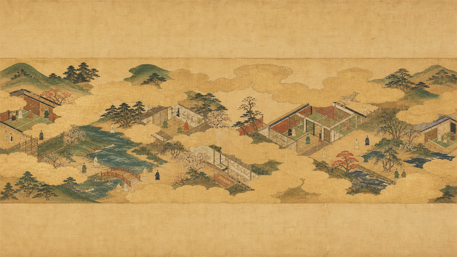やまと絵 / 絵巻（yamato-e, narrative scroll）の非写実技法サンプル画像