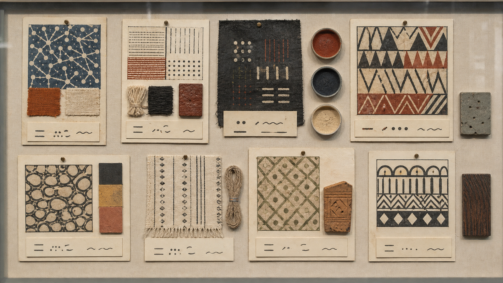 先住民・地域固有パターン（culturally specific pattern systems）の非写実技法サンプル画像