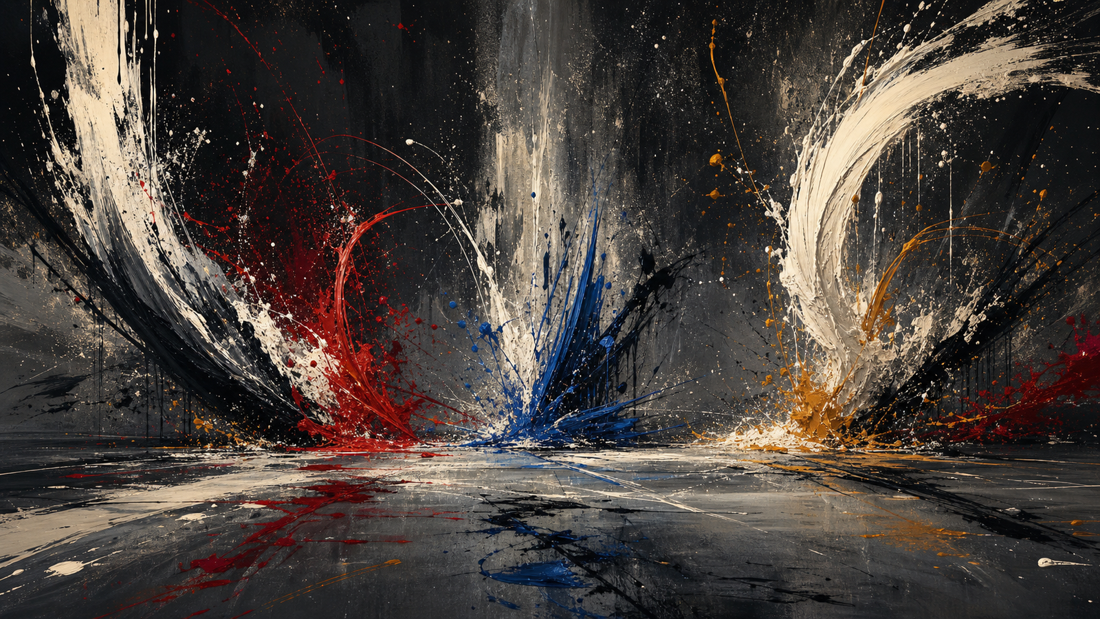 抽象表現主義 / アクションペインティング（Abstract Expressionism）の非写実技法サンプル画像