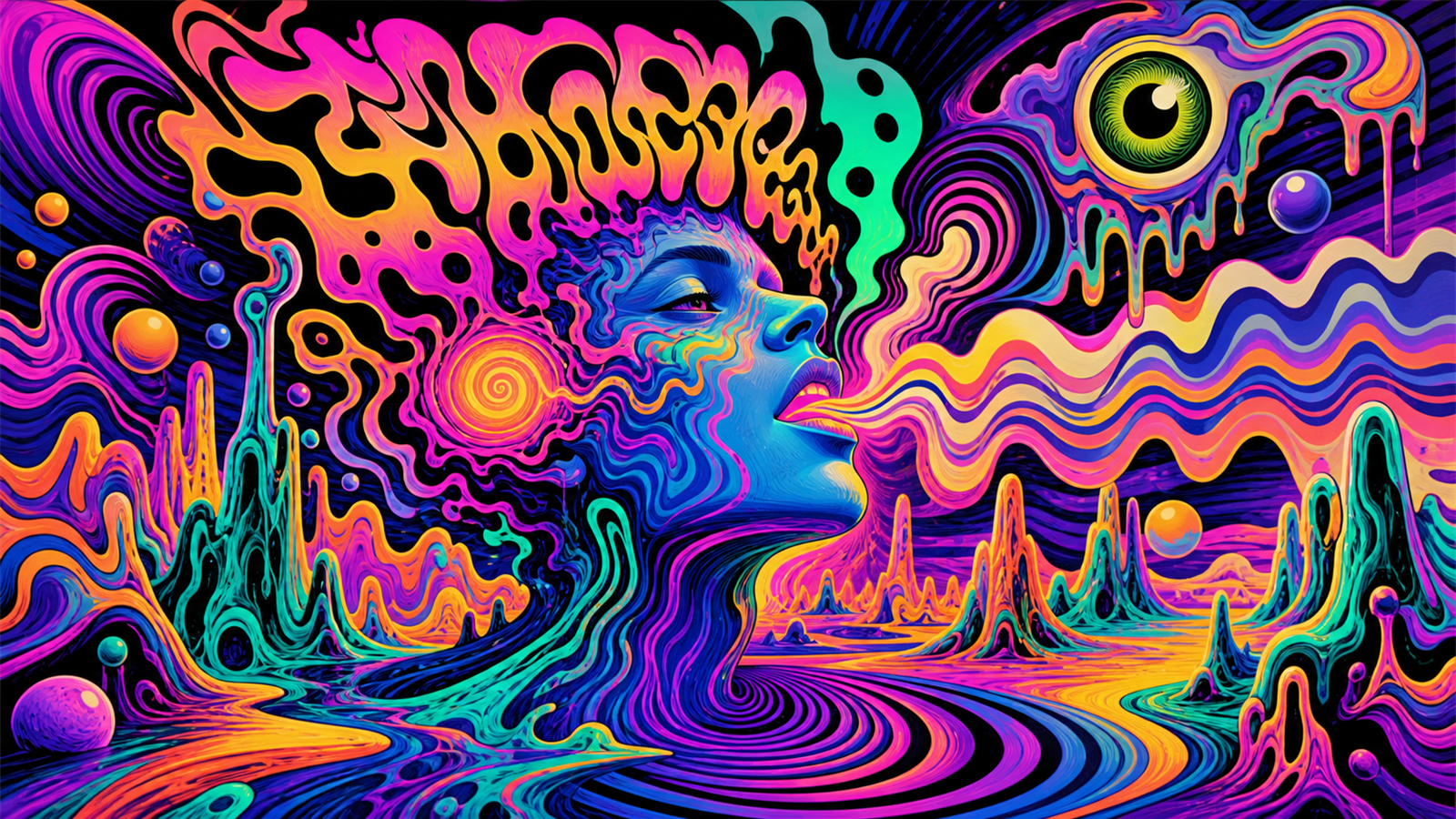 サイケデリック（psychedelic poster art）の非写実技法サンプル画像