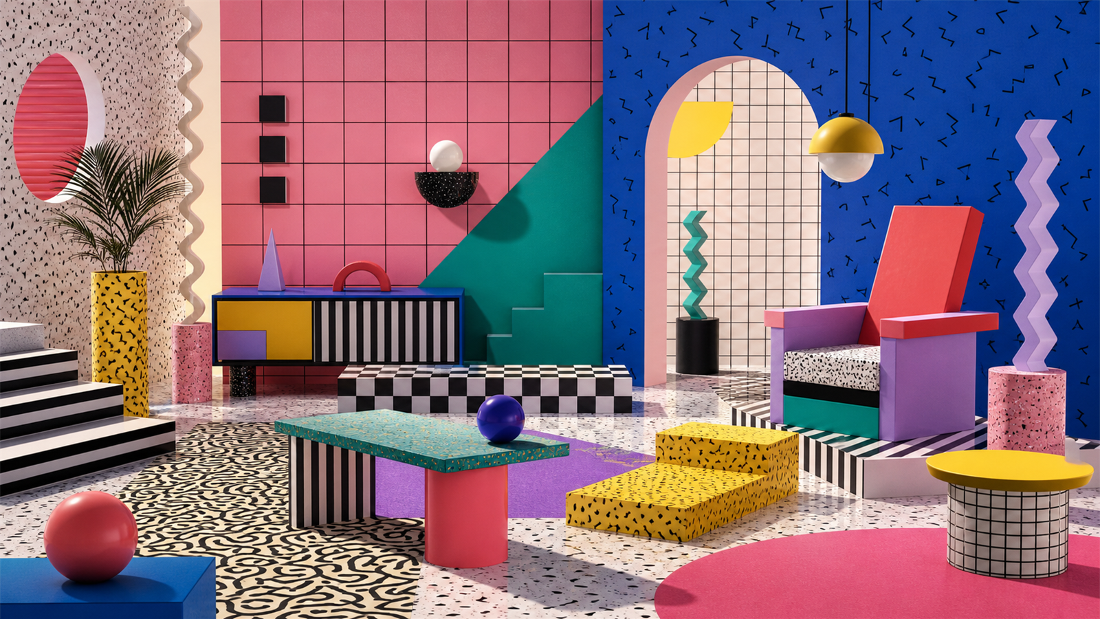 メンフィス / ポストモダン（Memphis, postmodern design）の非写実技法サンプル画像