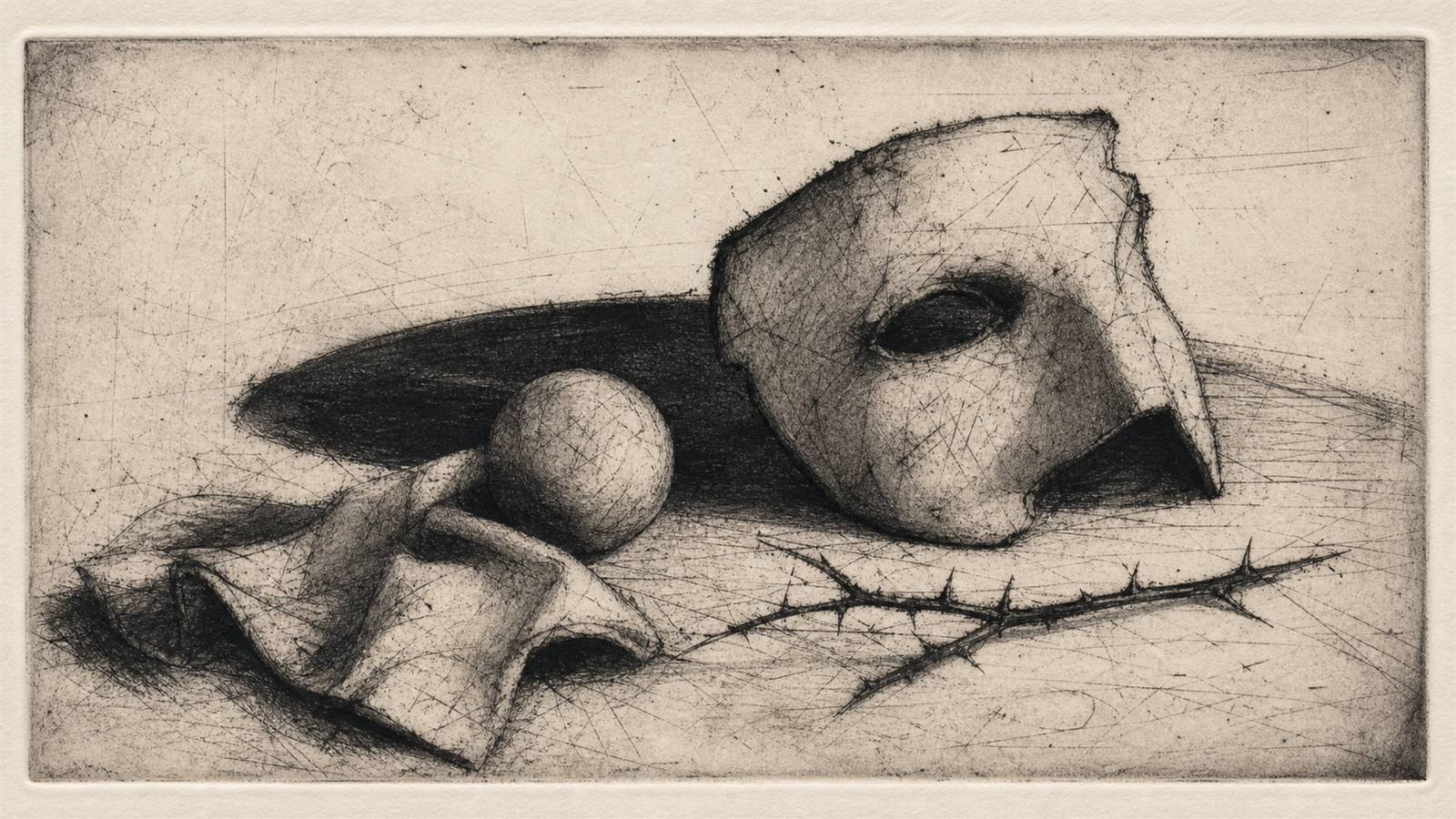 ドライポイント（drypoint）の非写実技法サンプル画像