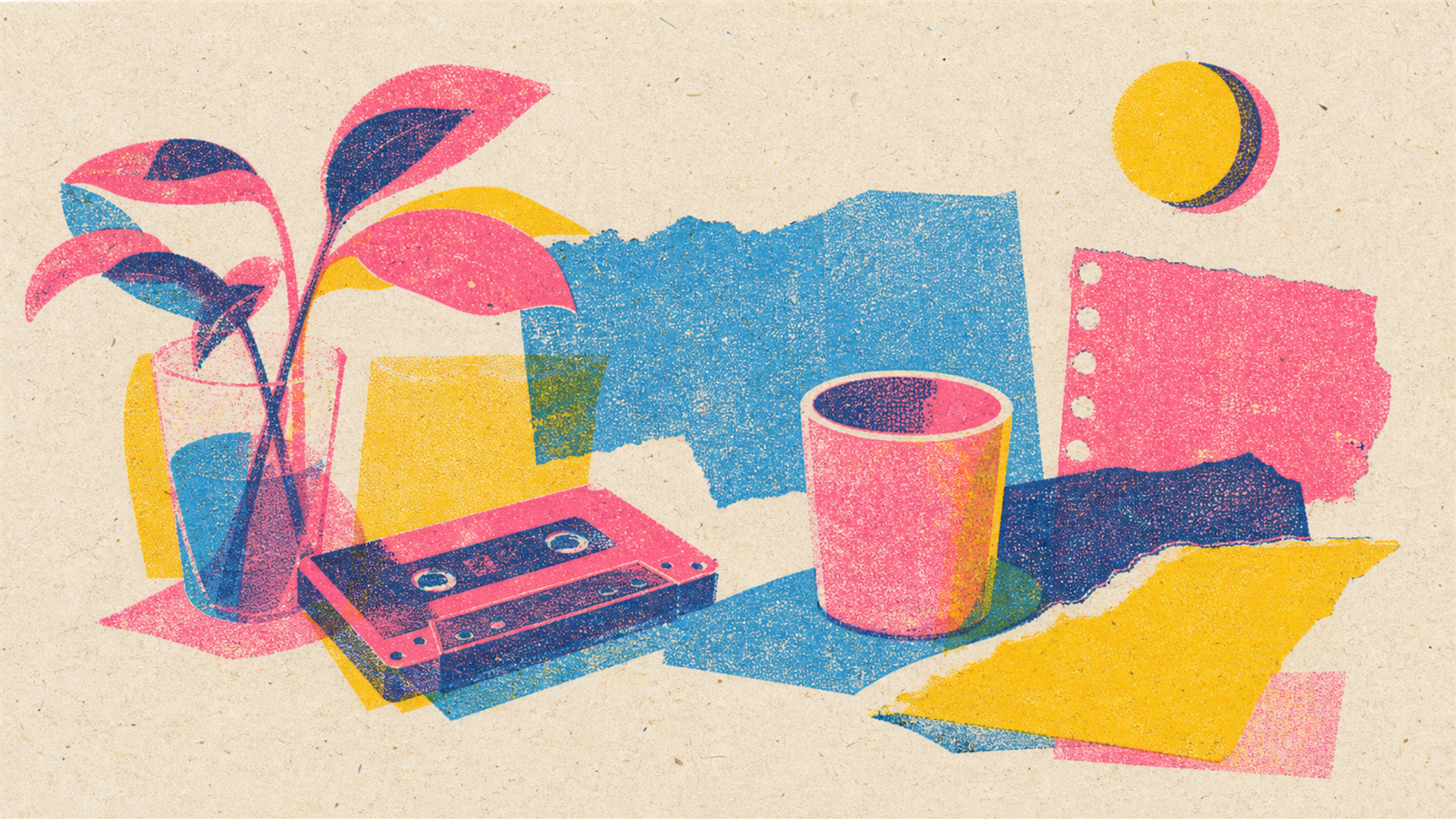 リソグラフ（risograph）の非写実技法サンプル画像