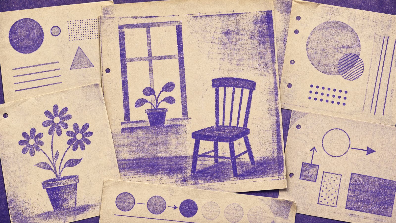 ミメオグラフ / 謄写版（mimeograph）の非写実技法サンプル画像